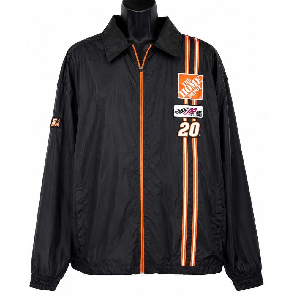Starter Men's Home Depot #20 NASCAR Windbreaker Jacket Size XL Black Nylon